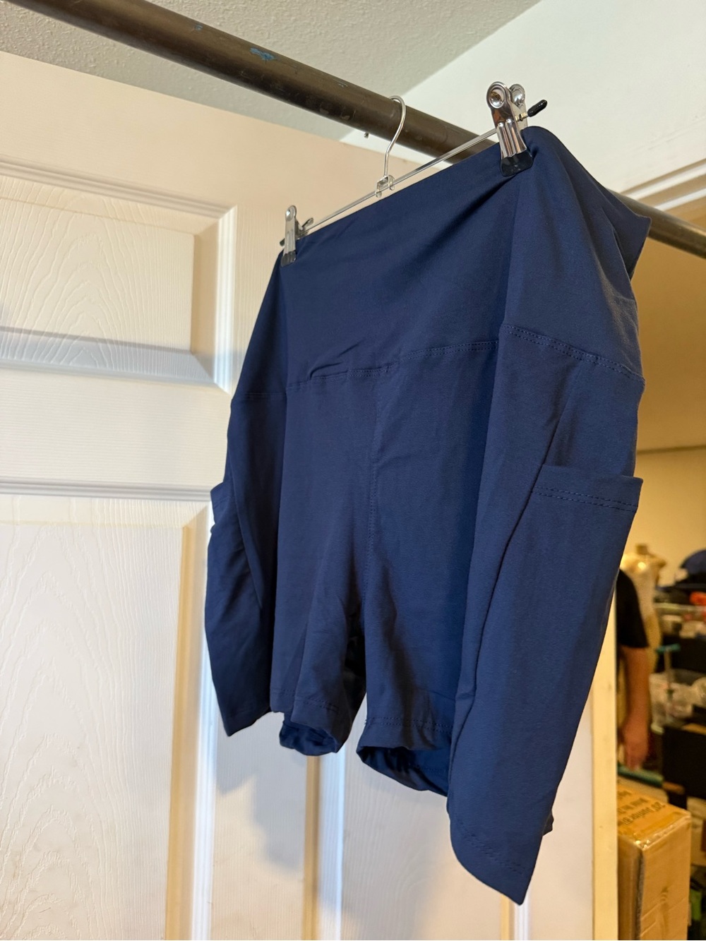 Amazon Women's Navy High-Rise Bike Shorts with Side Pockets